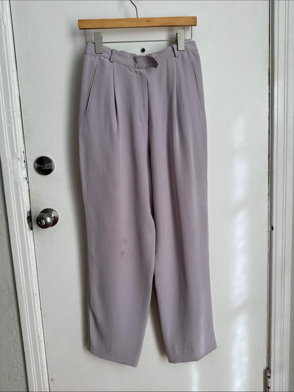 Vintage 100% Pure Silk Trousers with Pleat Detail and Elastic Waistband